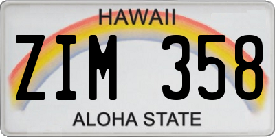 HI license plate ZIM358
