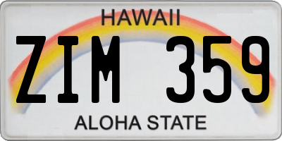 HI license plate ZIM359