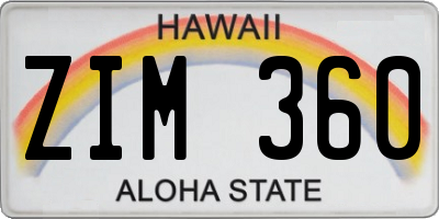 HI license plate ZIM360