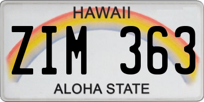 HI license plate ZIM363