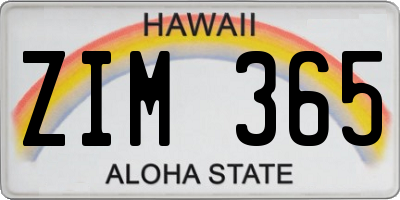 HI license plate ZIM365