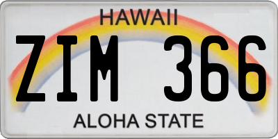 HI license plate ZIM366