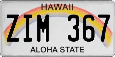 HI license plate ZIM367