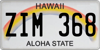 HI license plate ZIM368