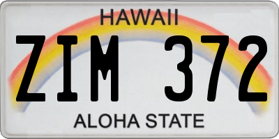 HI license plate ZIM372