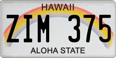 HI license plate ZIM375