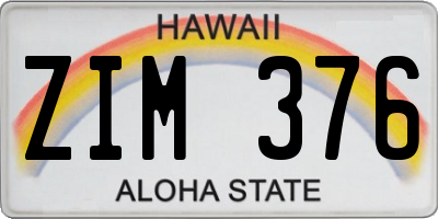 HI license plate ZIM376