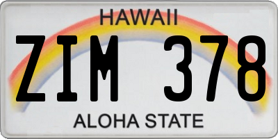 HI license plate ZIM378