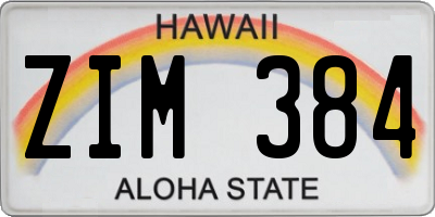 HI license plate ZIM384
