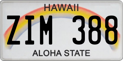HI license plate ZIM388