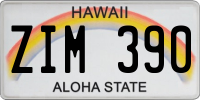 HI license plate ZIM390