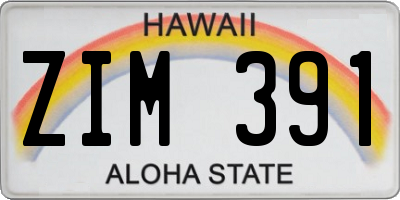 HI license plate ZIM391