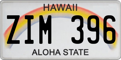 HI license plate ZIM396