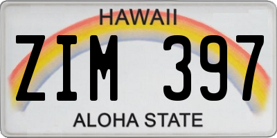 HI license plate ZIM397
