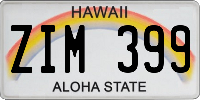 HI license plate ZIM399