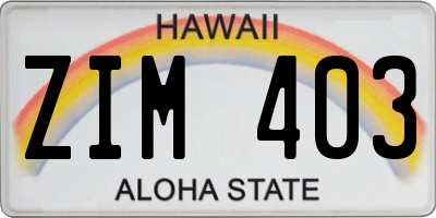 HI license plate ZIM403