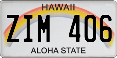 HI license plate ZIM406