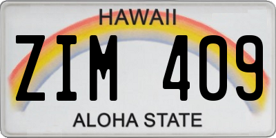HI license plate ZIM409