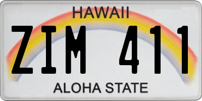 HI license plate ZIM411