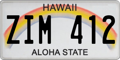 HI license plate ZIM412