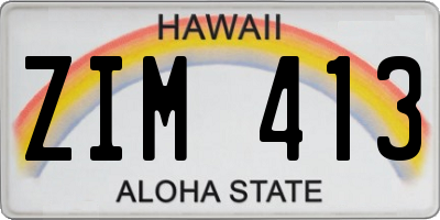 HI license plate ZIM413
