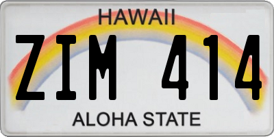 HI license plate ZIM414