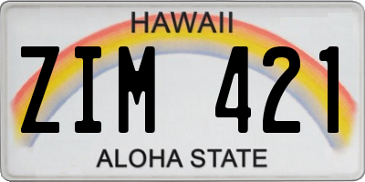 HI license plate ZIM421