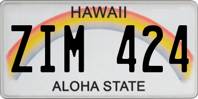 HI license plate ZIM424
