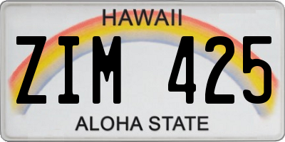 HI license plate ZIM425