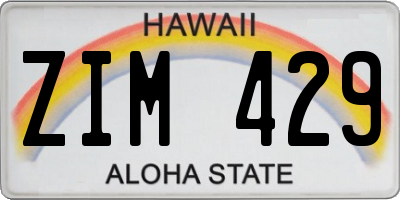 HI license plate ZIM429