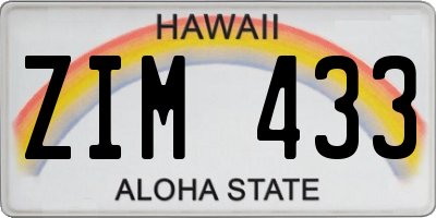 HI license plate ZIM433