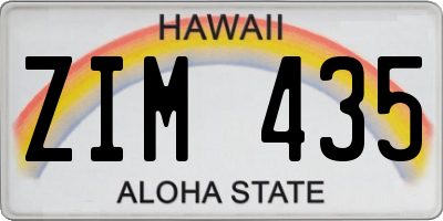 HI license plate ZIM435