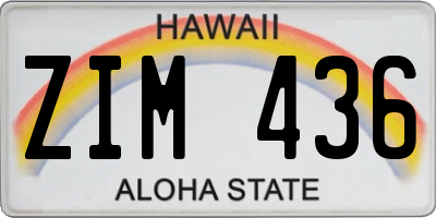 HI license plate ZIM436