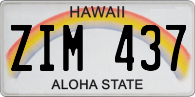 HI license plate ZIM437