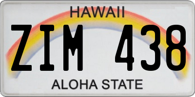 HI license plate ZIM438