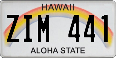 HI license plate ZIM441
