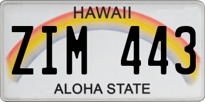 HI license plate ZIM443