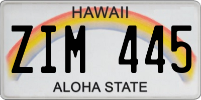 HI license plate ZIM445