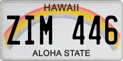 HI license plate ZIM446