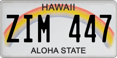 HI license plate ZIM447