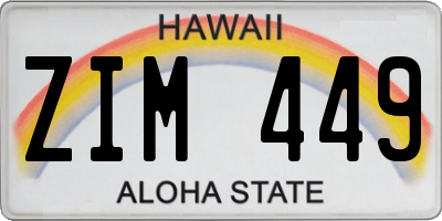 HI license plate ZIM449