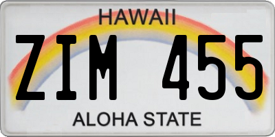 HI license plate ZIM455