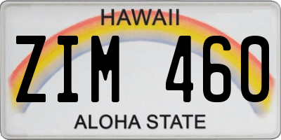 HI license plate ZIM460