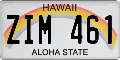 HI license plate ZIM461