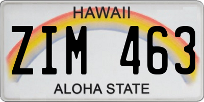 HI license plate ZIM463