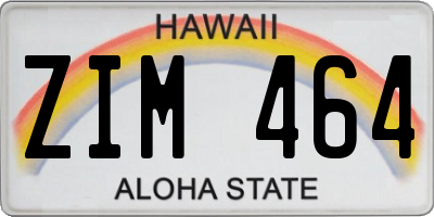 HI license plate ZIM464