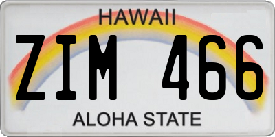 HI license plate ZIM466