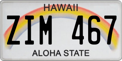 HI license plate ZIM467