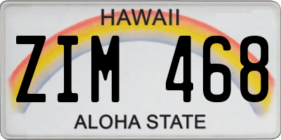 HI license plate ZIM468