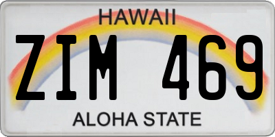 HI license plate ZIM469